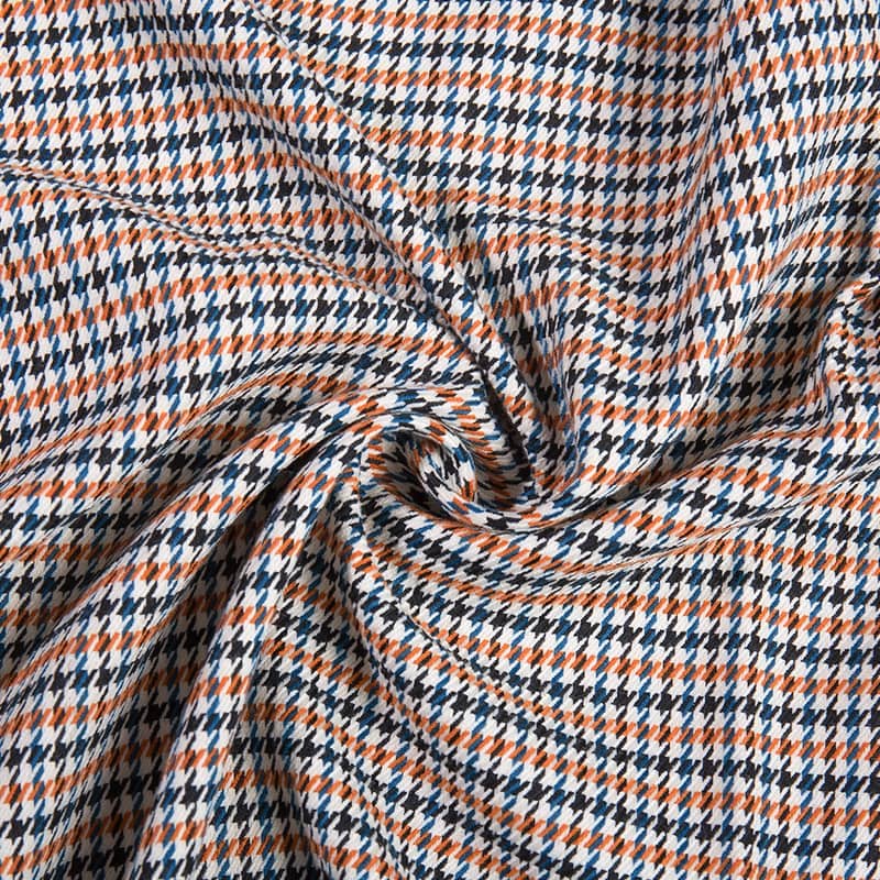 FX54372 Yarn Dyed Customize Houndstooth Design Poly Rayon Spandex Woven Fabric For Suit And Uniforms