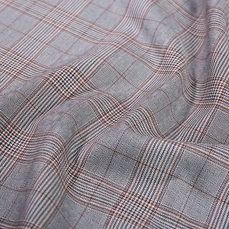 FX55289 Popular Polyester Rayon Spandex Yarn Dyed Check Design Suiting Fabric