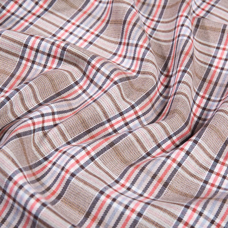 FX55289 Popular Polyester Rayon Spandex Yarn Dyed Check Design Suiting Fabric