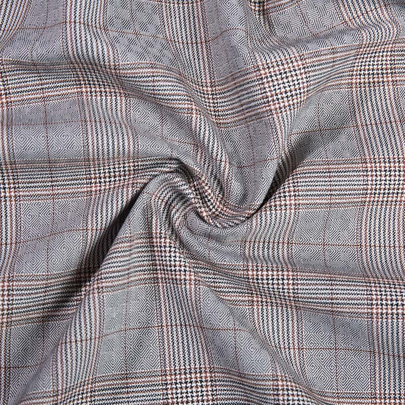 FX55289 Popular Polyester Rayon Spandex Yarn Dyed Check Design Suiting Fabric