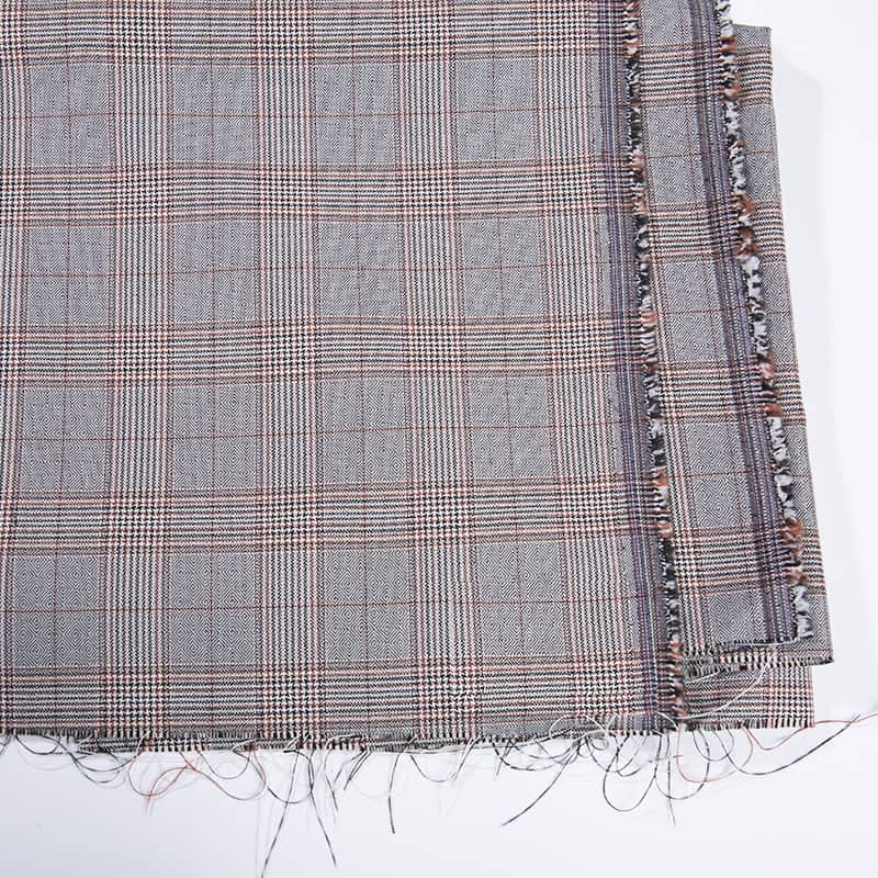 FX55289 Popular Polyester Rayon Spandex Yarn Dyed Check Design Suiting Fabric