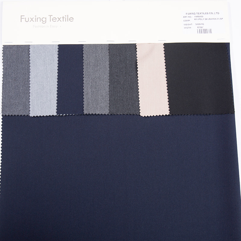 FX55430 Heavy Weight Good Handfeeling Poly Viscose With Stretch Top Dyed Suiting Fabric