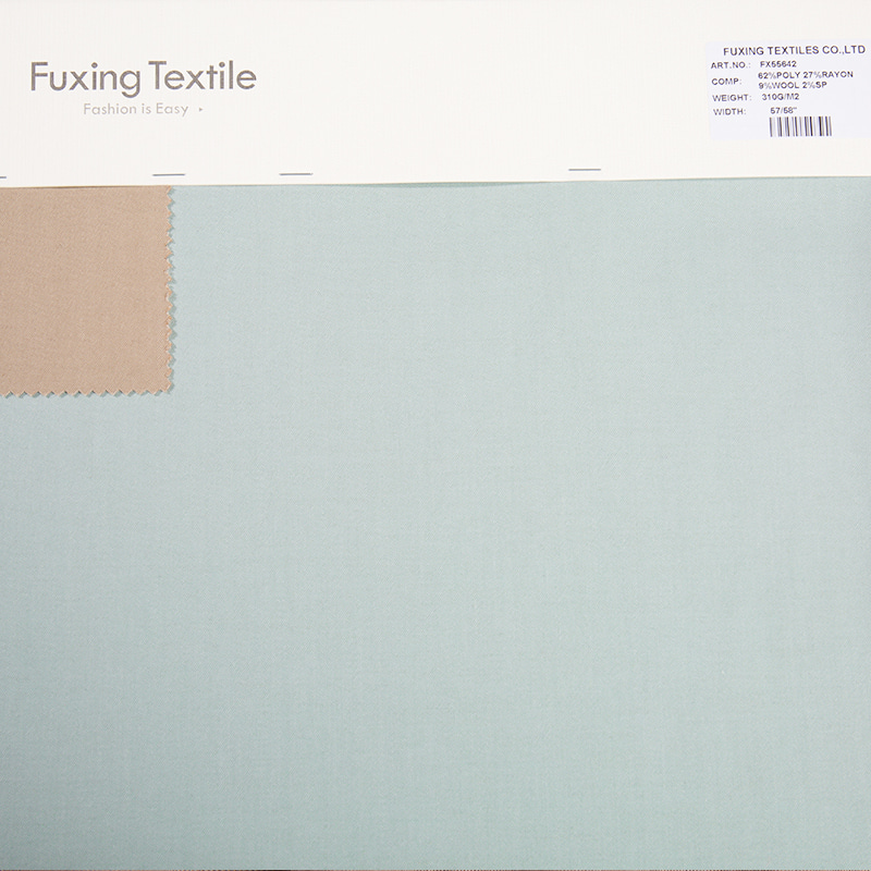 FX55642 Reactive Dyed Wrinkle Resistant Poly Rayon Wool Blend Fabric For Suit And Pants