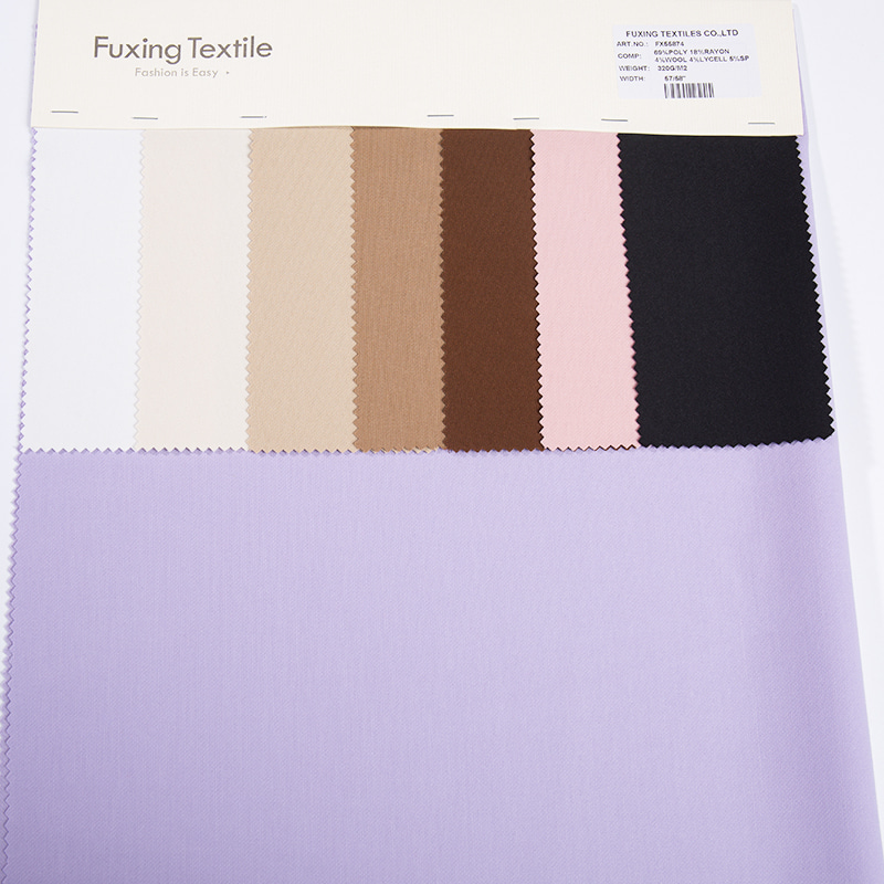 FX55874 Soft Handfeeling Plain Dyed Polyester Rayon 4 Way Stretch Wool Suiting Fabric